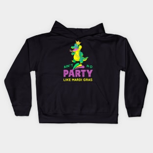 Mardi Gras party king gator Kids Hoodie